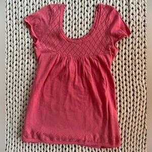 It’s Our Time coral short sleeve top with tie for front or back size medium